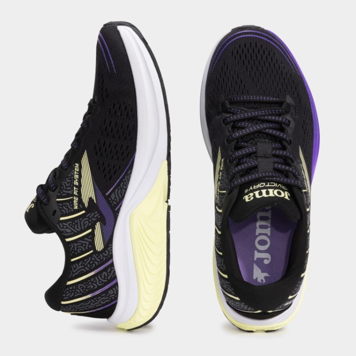 Zapatilla Running Mujer Joma Victory 2501 Negro Morado Transpirable